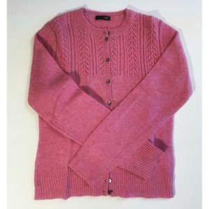 Vintage JCrew Pink Pointelle Wool Cardigan